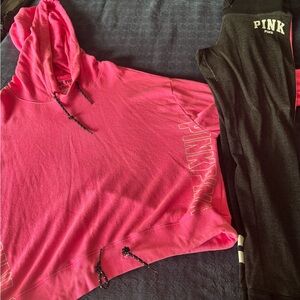 VS Pink Hoodie and pink and Black Leggings Set